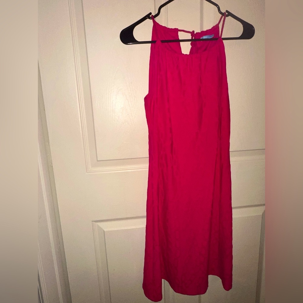 J. McLaughlin Pink halter chain detail mini Dress shelf bra vacation summer